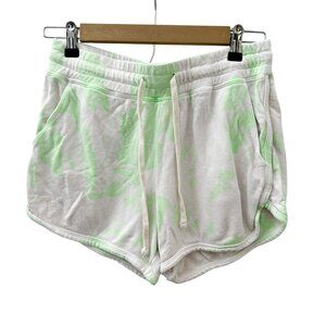 Sundry Tie-Dye Terry Lounge Dolphin Shorts‎ Drawstring Light Green/White Women's